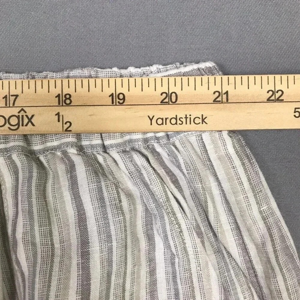 Vivid 100% Linen Wide Leg Pants Women Size 4X Pockets Drawstring Elastic Waist - Picture 12 of 16